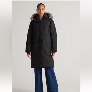 Quince Women Responsible Down Hooded Long Parka Coat Black M